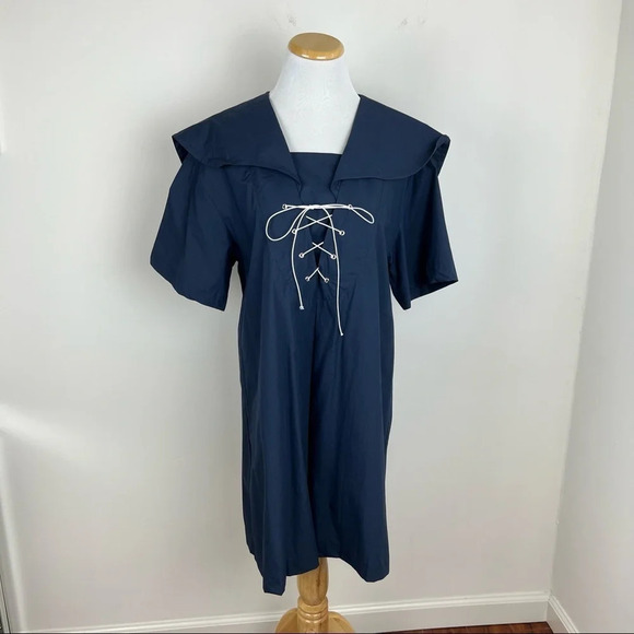 Storets NWT Tinsley Lace Up Sailor Dress Navy Blue Size S/M - Picture 10 of 15